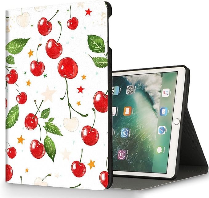 for Microsoft Surface Pro 7 Plus,Surface Pro 7/6/5/4 12.3" Tablet Case,Auto Wake/Sleep,Adjustable Stand Protective Cover - Cherry Star Pattern