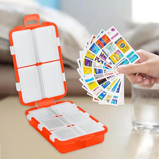 2PCS 7-Day Pill Organizer with Labels – Travel Pill Case, Daily Medication Organizer | Compact & Secure | Fits in Pocket/Purse (3.7” x 2.4”)