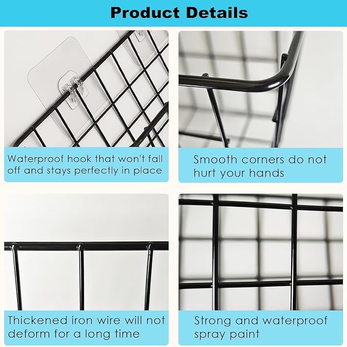 Hanging Bath Toy Storage Basket - 2 Pack Metal Bath Toy Holder with Hooks - Bathtub Toy Storage Organizer for Baby Bath Kids Shower Bathroom