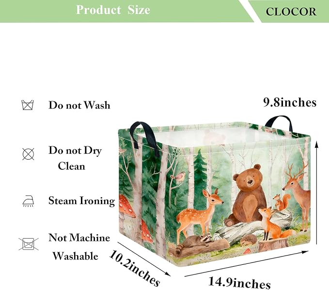 CLOCOR Rectangular Storage Bin,Waterproof Storage Bin,Gift Basket(Forest Animals)