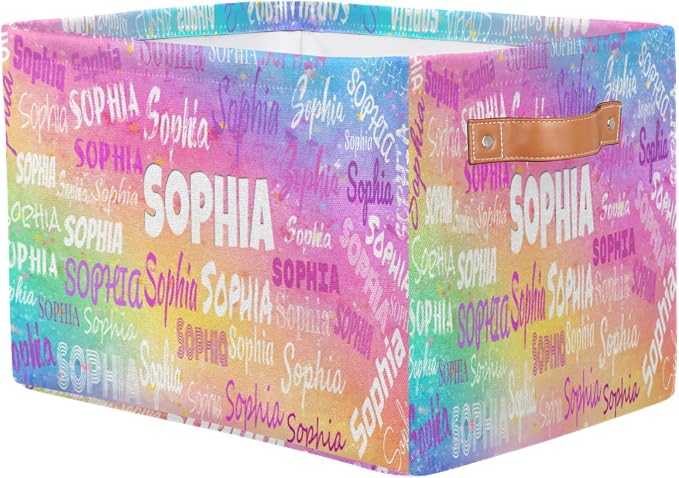 Custom Rectangle Storage Basket for Rooms, Watercolor Colorful Pink | Organizing Boys Girls Pets Toys Closet Shelf Clothes Books