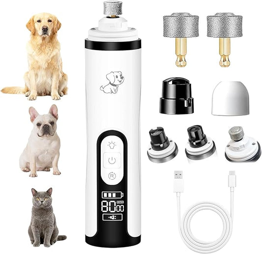 2026 Upgrade Silent Groom Pro Nail Grinder,Silent Groom Pro for Dogs,with LED Light & 3 Speeds,2000mAh Battery,Quick USB Charge (White)