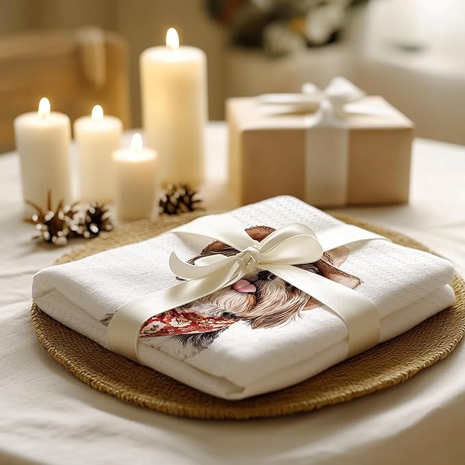 Cabana Bro Shih Tzu Gifts Kitchen Towels, Shih Tzu Gifts for Dog Lovers Decorative Hand Towels for Bathroom, Funny Western Cowboy Lion Dog Puppy Dish Tea Towels for Kitchen, 16x24 Inch