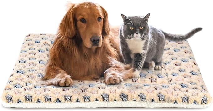 Mora Pets Dog Crate Pad Bed Ultra Soft Pet Mat Star Print Brown 41 x29 Inch | Washable Crate Mat for Small Medium Large Dogs, Reversible Fleece Dog Crate Kennel Mat Flat Cat Bed Liner