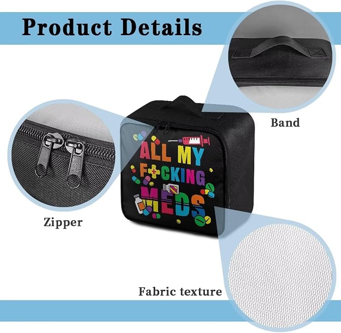 Empty First Aid Bag Black Medical Bag Empty Large Capacity for Home Office and Travel Use Lightweight Washable Soft Fabric Organizational Pouch for Emergencies