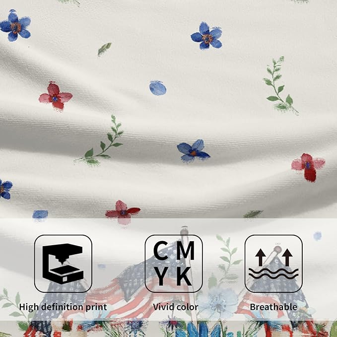 Giwawa American Patriotic Floral Hand Towels for Bathroom Red Flower Vase Decorative Kitchen Towel Memorial Day Soft Fingertip Dish Guest Towels