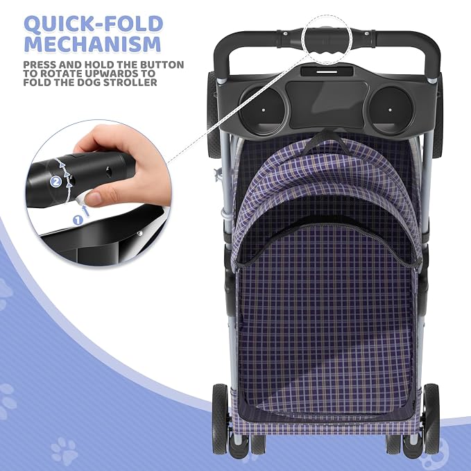 Magshion 3-in-1 Foldable Pet Stroller for Small to Medium Dogs and Cats | Dog Travel Jogger with Detachable Carrier, Cup Holder & Storage Basket, For Small/Medium Dogs & Cats Up to 33 lbs