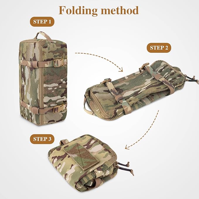 3 PCS Tactical Modular Packing Cubes, Large Capacity Mesh Storage Bag,Outdoor Travel Organize Storage Pouches Bags.