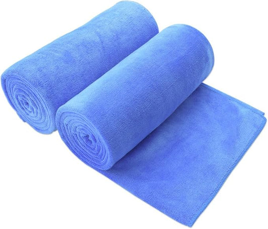 JML Large Microfiber Bath Towels Set for Adult, 2 Pack 30" x 60" - Soft, Absorbent, Quick Dry, Lint Free, Perfect for Sauna, Pool, Gym, Shower, Hair Wrap, Fitness, Sport, Yoga, Blue
