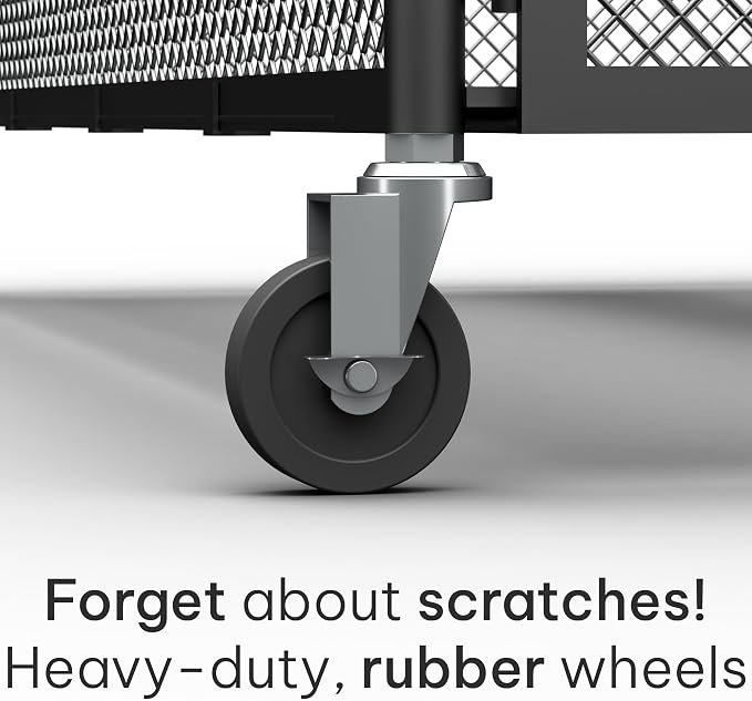 Under Bed Storage with Wheels – Heavy Duty Large Metal Storage Container (70lb Load), Low Profile Rolling Organizer with Removable Rubber Wheels, Easy Access for Clothes, Shoes & Blankets
