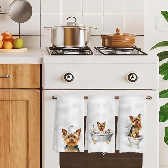 Funny Yorkshire Terrier Bathroom Decor Hand Towels, Yorkshire Terrier Mom Gifts, Gifts forYorkshire Terrier Lovers, Kids Dog Bathroom Decor, 16x24 Inch Set of 3