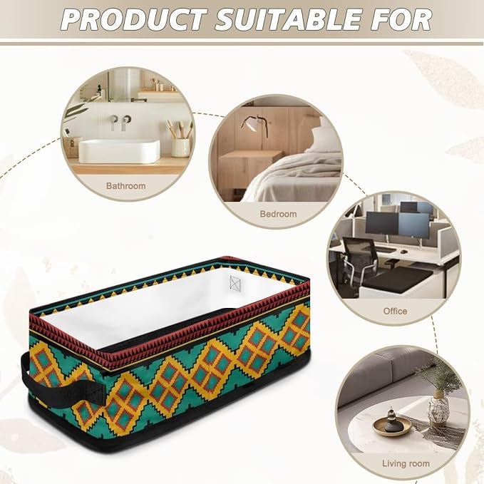 Brown Aztec Toilet Paper Storage Basket, Back of Toilet Tank Paper Organizer with Handle, Decorative Bathroom Storage Bins for Countertop Shelves Bedroom Living Room