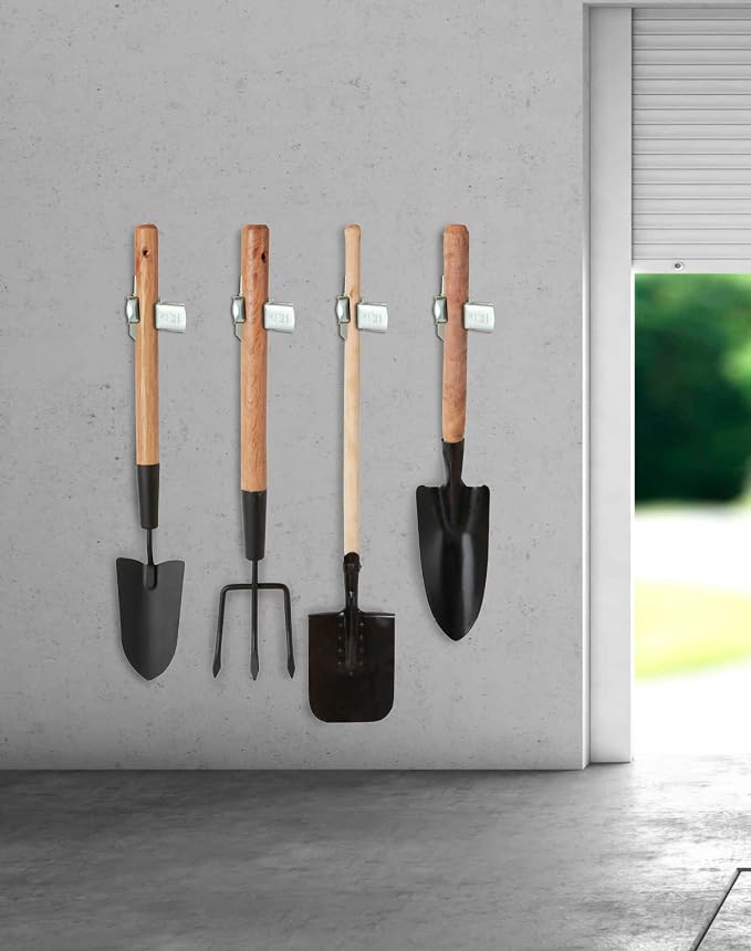 QWORK Spring Grip Mop and Broom Holder, 20 Pack Indoor and Outdoor Hanging Storage for Large Equipment such as Shovels, Rakes, Brooms, and Mops