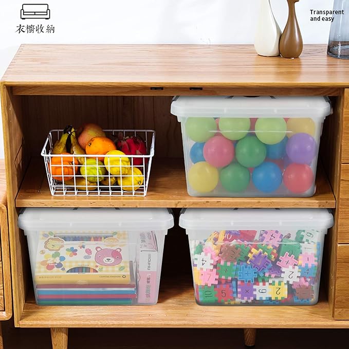 12 Quart Plastic Storage Latch Box, Latching Storage Bin with Handle,1 Pack