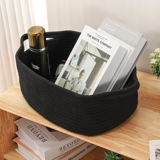 Black Basket for Gifts Cute Baby Gift Baskets Empty 13.7"x10"x5" Decorative Storage for Organizing Shelves Closet Baby Nursery Basket Bin Toy Storage tote Organizer