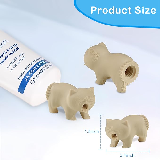Gag Gifts - 1 PC White Elephant Gifts, Toothpaste Dispenser, Toothpaste Squeezer, Pranks 3D Printed Self Closing Toothpaste Caps Bathroom Accessories for Bathroom Toothbrush Holders for Cat Lovers
