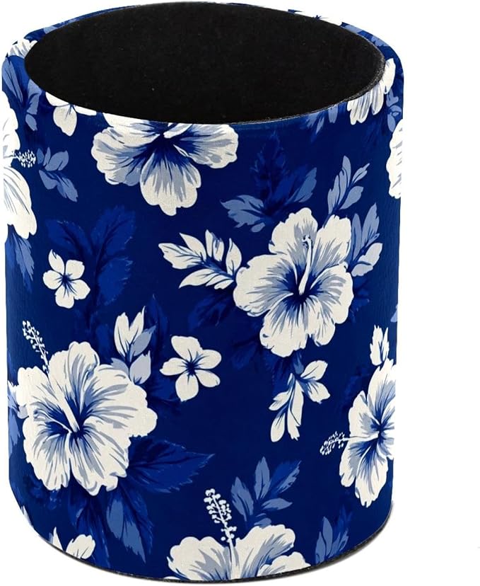 Faux Leather Pen Holder for Desk, Pencil Organizer Flowers Pen Cup Desk Decor Makeup Brush Holder Storage for Office Home