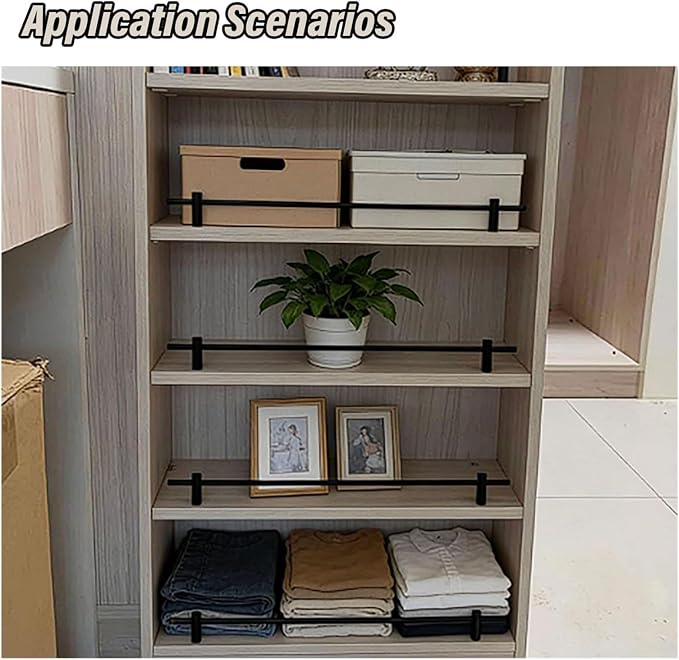 Kitchen Bathroom Shelf Guard Rail, Boohelf Tipping Bar, Easy Install Round Rod Organizer, Cabinet Safety Fence for Secure Storage & Home Decor