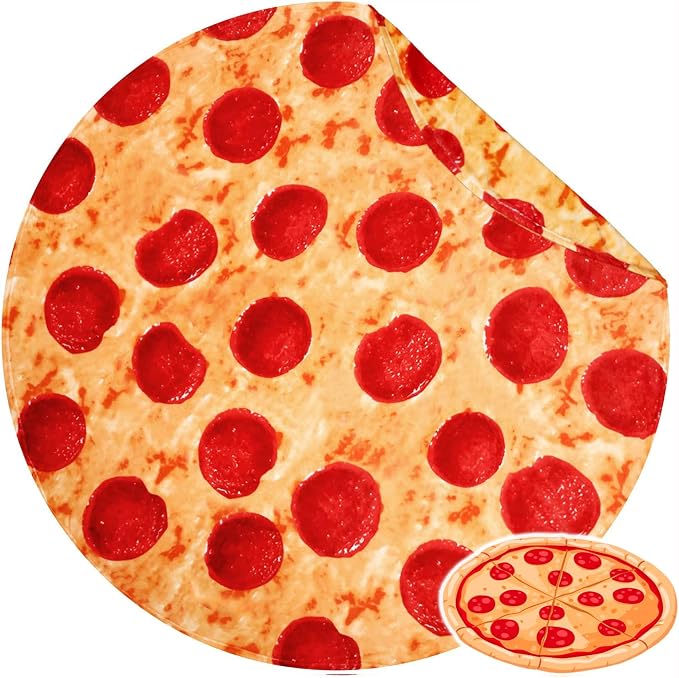 Bnuitland 71 Inches Pizza Funny Blanket, 300 GSM Double Sided Giant Funny Novelty Realistic Food Blanket for Adults and Kids, Super Soft Flannel Throw