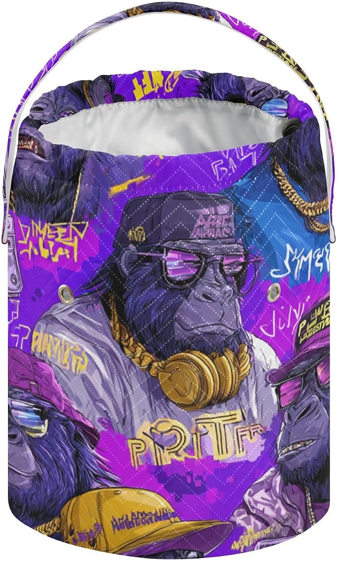 Tatenale Crochet Bag Yarn Bag Knitting Project Bag with Pockets and Handle Portable Yarn Storage Organizer Tangle Free 8.3x11 InchCartoon Gorillas Glasses Trends Purple36