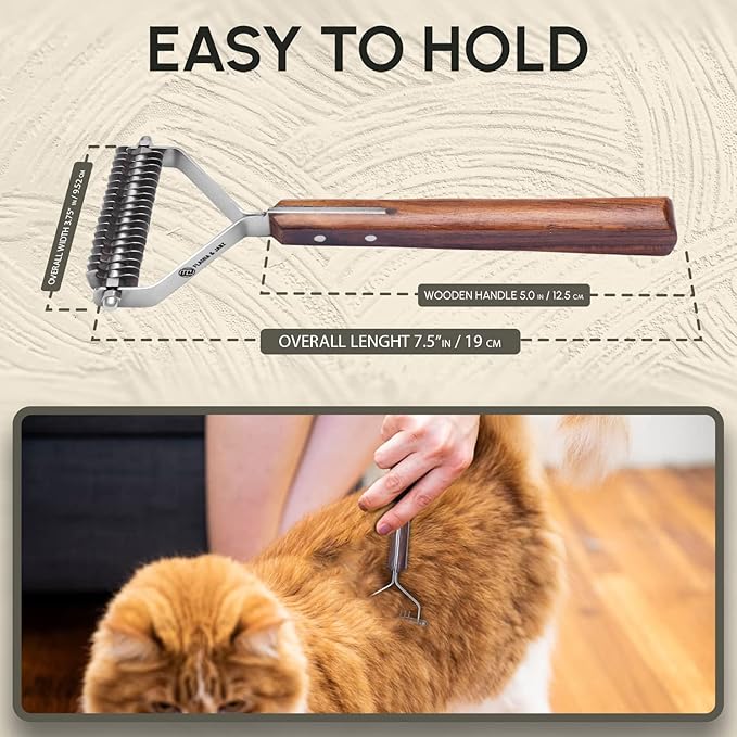 Flamia & Jabz Undercoat Rake for Dogs & Cats, Dematting Grooming Stripper Tool (18 Blades)