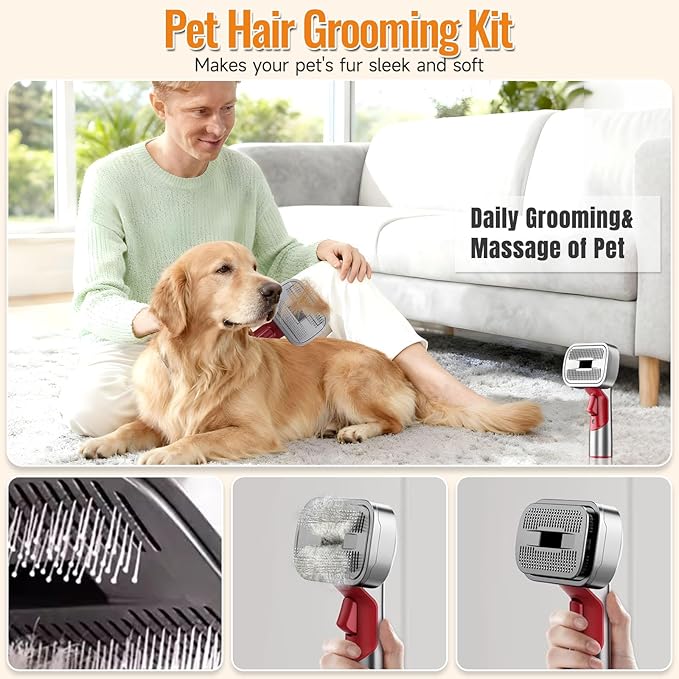 Pet Grooming Kit Dog Hair Vacuum Attachment Fits Dyson V7 V8 V10 V11 V15， Pet Hairs Parts Head Replacement，Effective Grooming & Cleaning， Hair Grooming Tools for Dog and Cat， 5 Pack