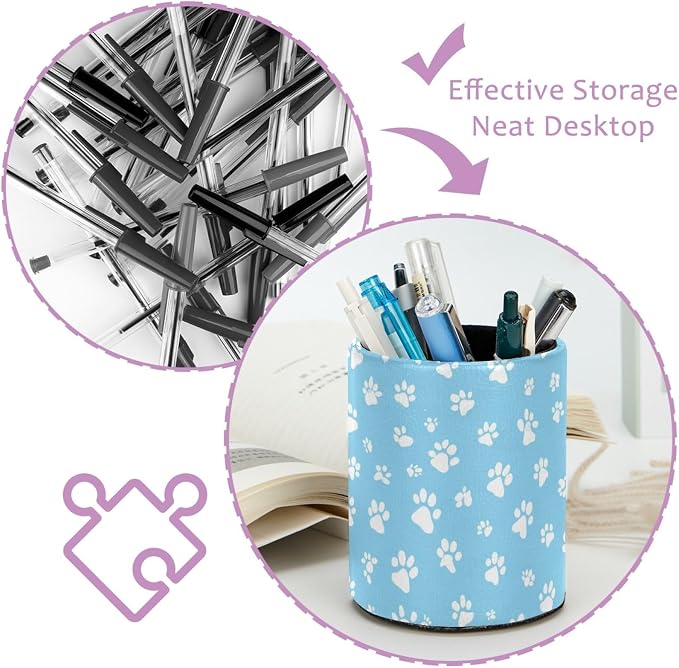 Pet Paws Pen Holder, Pencil Cup Marker Brush Holder Desk Storage Case, Desktop Organizer for School Office Home Supplies
