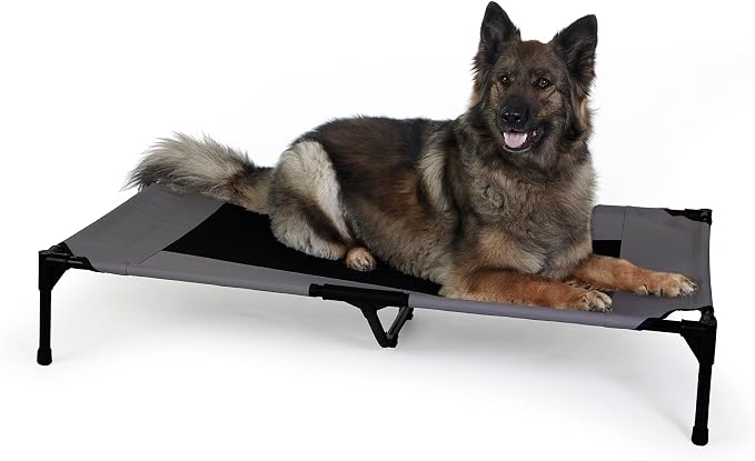 K&H Outdoor Elevated Dog Bed, Cooling Raised Dog Bed, Charcoal, XL 50x32in | Pet Cot for Large & Extra Large Pets, Breathable Mesh Center Hammock Design, Indoor/Outdoor Washable Cover, 50x32in