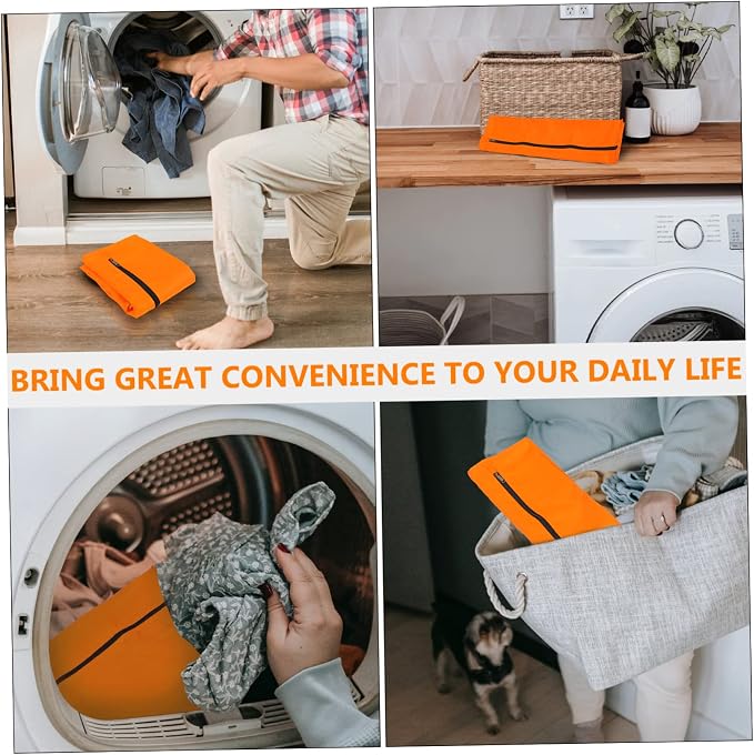Ipetboom Pet Laundry Bag Capacity Mesh Washer Bag for Dog Clothes Tangle and Deformation Portable Storage and Travel Organizer Lightweight in Orange