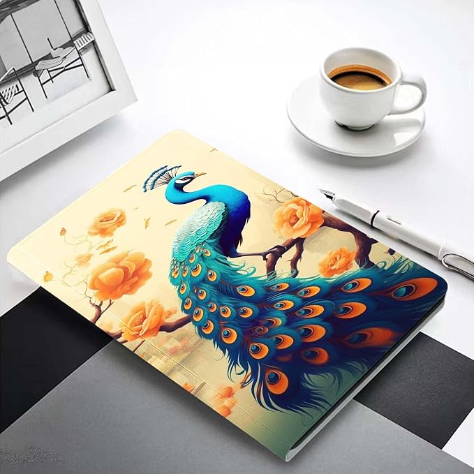 for Samsung Galaxy Tab S9 11" 2023(SM-X710/X716B/X718U) Tablet Case,Premium Leather Folio Stand Auto Wake/Sleep,Multiple Viewing Stand,Floral Peacock