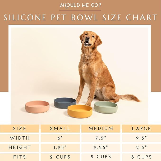 Should We Go? Dog Water Bowl - The Perfect Dish No-Spill, Less Mess Non-Tippable Water & Food Bowl, Pure Silicone with Suction Cup, Fits 8 Cups 9.5" Across x 2.5" Tall, Ideal for All Pets, Large-Blush