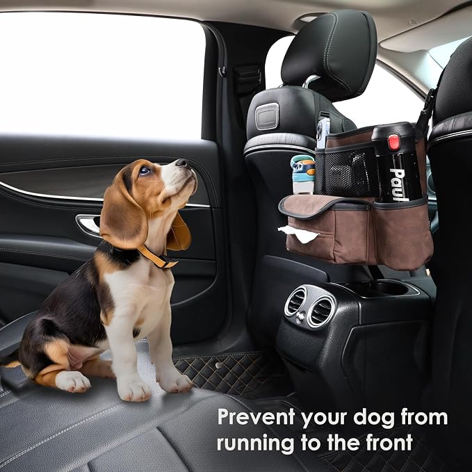 Leather Car Seat Organizer for Handbag/Purse – Fits Between Front Seats, Holds Wallet, Phone & Essentials. (Modle A/Brown)