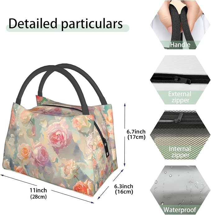 Colorful Dirt Bike Insulated Lunch Box for Boys Men Car Lovers,Reusable Tote Bag with Cool Motorcycle,Portable Lunchbox Handbag,Makeup Bags Organizer Gifts for Work Office Travel,11x6.3x6.7in
