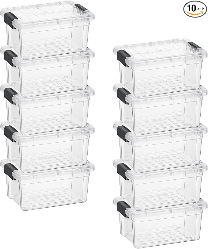 Superio 1.85 Quart Clear Plastic Storage Boxes with Lids, Stackable Organizer Containers, BPA-Free Storage Bins for Home, Office, School & Dorm, 10 Pack