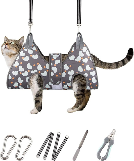 ATESON Dog Grooming Hammock for Small Dogs Cat, Dog Grooming Harness for Nail Trimming, Pet Grooming Hammock Sling for Cutting Nails with Nail Clippers, Nail File