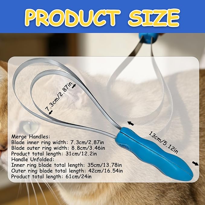 Horse Shedding Tool, Stainless Steel Shedding Blade for Horses & Dogs, Dog Shedding Brush for Double Coat Dogs, Deshedding Tool Grooming Brush for Horse Dog Cat(Double Loop)