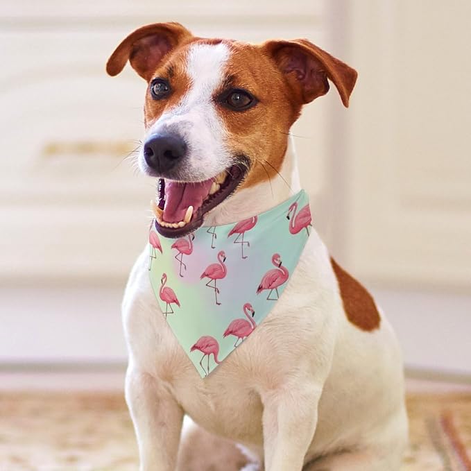 Portable Adjustable Cute Pink Flamingo Triangle Dog Scarf, Lightweight and Comfortable Pet Daily Accessories for Casual Daily Use