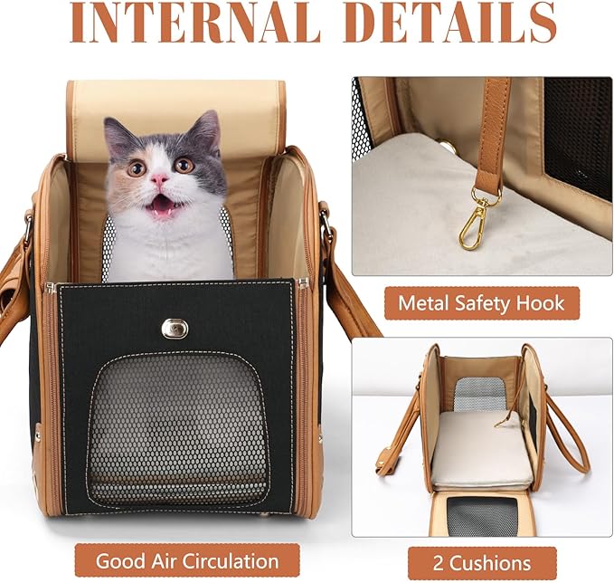 Dog Carrier Purse, Pet Carrier, Foldable Waterproof Premium Nylon Pet Travel Portable Bag Carrier for Cat and Small Dog Home/Outdoor Small Black