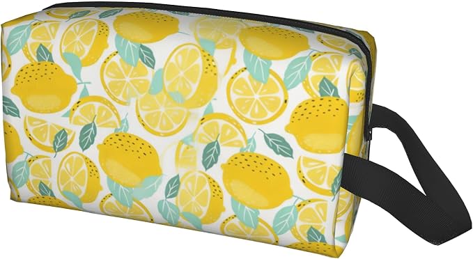 Lemon Makeup Bag - Durable 600D Oxford Fabric Travel Cosmetic Bag, Shockproof Foam Padded Toiletry Organizer for Gym & Daily Use 10x6.2x4.9 Inch