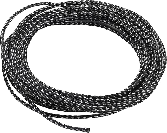 Jutagoss PET Expandable Braided Cable Sleeve, 16.4ft - 0.08 inch Black Silver Cable Management Sleeve, Wire Loom Tube Cord Protector for USB Cable, Power Cord, Audio Video and More, 1Pc