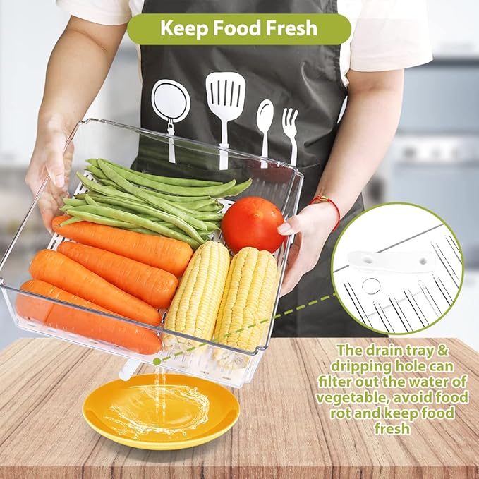 10 Pack Refrigerator Pantry Organizer Bins with Lids, Fridge Organizer Bins | BPA-Free Stackable Clear Plastic Food Storage Bins for Kitchen,Countertops,Cabinets,Fridge,Drinks,Fruits,Vegetables