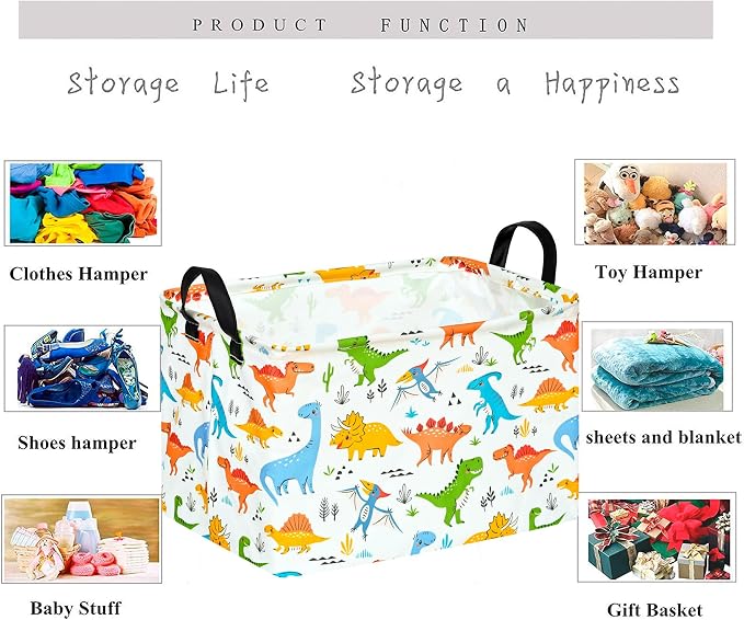 Dinosaur Patter Gift Storage Basket Rectangle Storage Organizer for Nursery Hamper Home Bedroom Laundry Hamper Shelf Baskets.