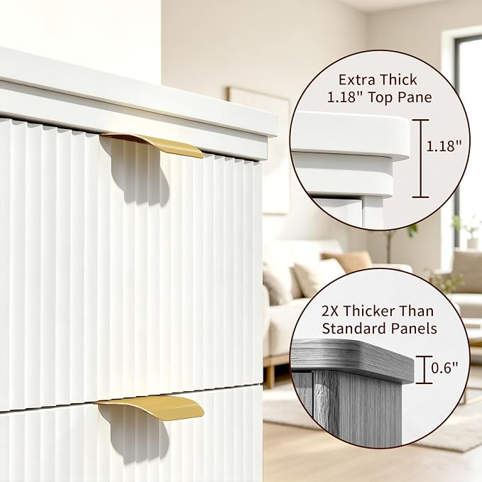 Dog Food Storage Cabinet, Pet Feeding Station with 2 Hidden Bowls, White