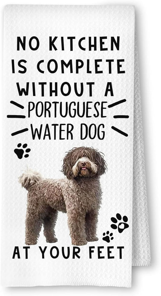 Portuguese Water Dog Kitchen Towels, Portuguese Gifts for Women Dish Tea Towels for Kitchen Decor, Dog Mom Lovers Gifts Decorative Hand Towel, 16x24 Inches
