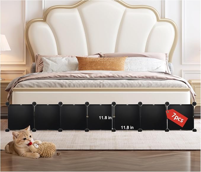 11.8" H x 83" L in Total Under Under Bed Blocker Stops Pets Under Furniture | Splicable Resin Under Bed Blocker, Flexible Assembly Stops Pets From Sliding Under Bed, Easy Buckle Splicing