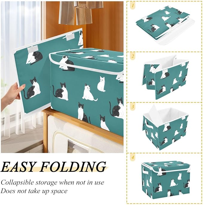 Beauty Manx Cats Teal Storage Container Bins For Organizing Stackable for Clothes Study Room