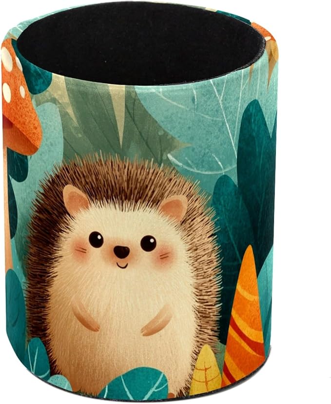 Cute Hedgehog Pen Holder, Pencil Cup Marker Brush Holder Desk Storage Case, Desktop Organizer for School Office Home Supplies