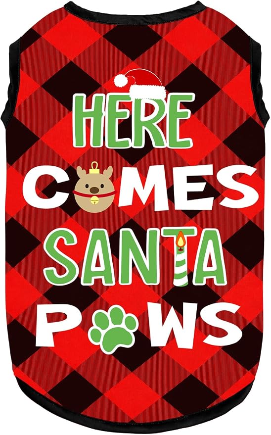 Dog Shirt Soft Cotton Dog Christmas Shirt Stretchy Lightweight T-Shirts Sleeveless Vest Pet Clothes for Small Medium Large Dogs Cats