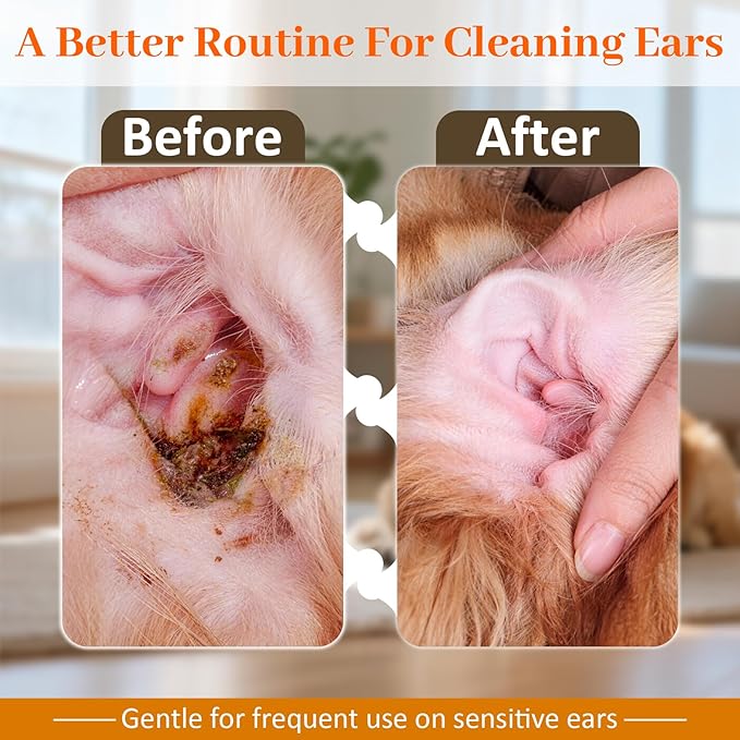 Ear Cleaner for Dogs and Cats, Ear Cleaner Solution for Dogs and Cats, Gently Remove Ears Wax & Debris