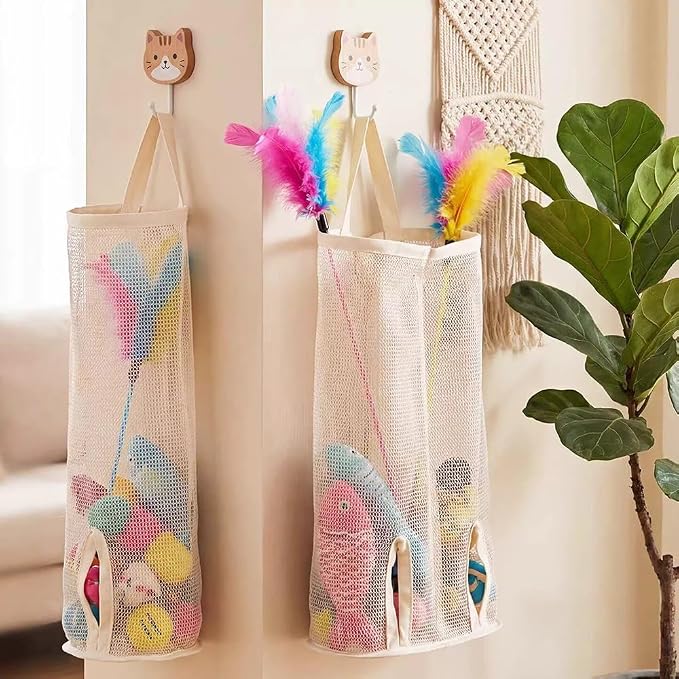 Cat Toy Organizer – Storage Holder for Cat Teaser Toys, Compact Stand for Keeping Pet Toys Neat and Tidy (1-Compartment)